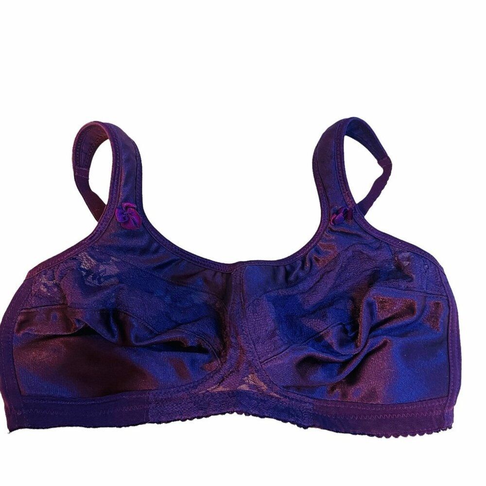 #4596 PURPLE COMFORT CHOICE BRA NON WIRE LACE SIZE 40C